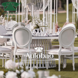 Meubles de salon de mariage, table de mariage en métal blanc avec plateau en verre - Product Image 2