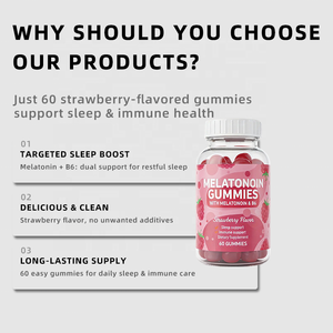 メラトニン グミ ビタミン<span class=keywords><strong>B6</strong></span>配合 ストロベリー風味 60粒入り 骨密度改善 1回分2粒 大人用サプリメント |   OEM/ODM プライベートブランド - Product Image 5