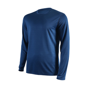 Men's Long Sleeve O-Neck T-<b>Shirt</b> Solid Color Quick Dry Knitted <b>100</b>% <b>Polyester</b> Breathable Casual Wear Regular Fit - Product Image 1
