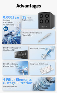 Purificateur d'<span class=keywords><strong>eau</strong></span> par osmose inverse à haut débit 1500 GPD, 6 étapes, affichage numérique <span class=keywords><strong>TDS</strong></span>, sans réservoir, intelligent, autonettoyant, pour la maison et la voiture - Product Image 3