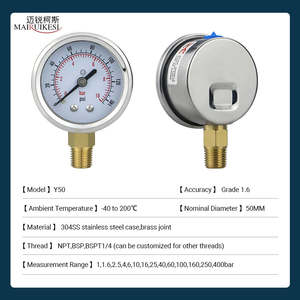उन्नत सेंसर न्यूनतम बहाव दोहरी डिस्प्ले दबाव गेज फार्मास्युटिकल विनिर्माण एनालॉग डायल दबाव गेज - Product Image 5