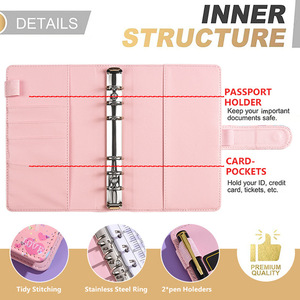 Esclusivo Nuovo Planner A6 con Texture a Cuore Creativa in Similpelle, Quaderno a Fogli Mobili Macaron per Risparmiare - Product Image 3