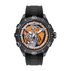 Dessio Men's Custom Quartz <b>Watch</b> with Steampunk Skeleton Design Personalized Transparent Silicone Strap <b>Case</b> for Wristwear - Product Image 2