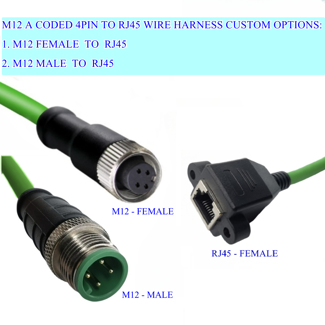 M12 A-code female to RJ45 female (4pin)