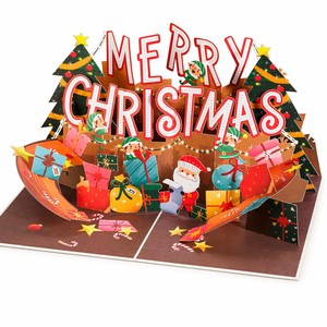 Carte de vœux pop-up Joyeux Noël 3D, carte cadeau de Noël, Père Noël, elfe, sapin de Noël, vœux saisonniers - Product Image 3