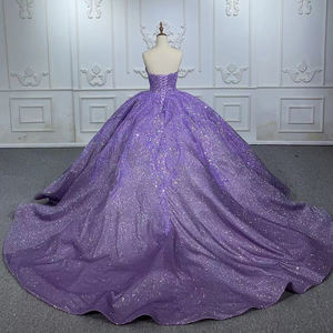 Vestido de Fiesta de Quinceañera con Cuentas y Escote Bardot <span class=keywords><strong>Morado</strong></span> Elegante Jancember 1144-1 - Product Image 2