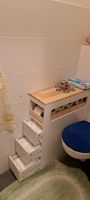 Armoire de salle de bain ultra-étroite de 23 cm de large à 3 tiroirs sur roulettes, unité de rangement mobile peu encombrante avec étagère ouverte pour toilettes et cuisine