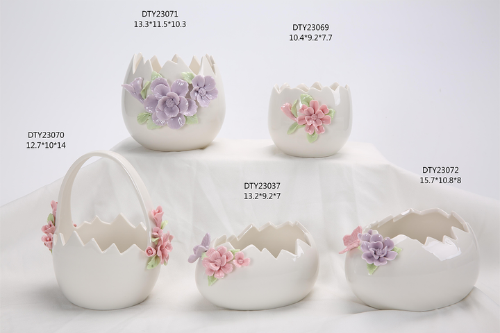 Home Decoration Statue Ornament Cute Birds With Flower Figurines Ceramic Animal Desktop Decor