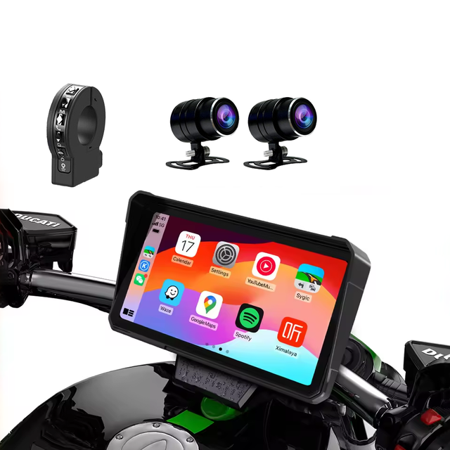 China Motorcycle Waterproof Gps Navigator System Smart Screen Carplay Para Moto Amps Mount Small Bt Connection Mp3 Player Dvr