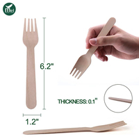 Ensemble d'ustensiles en bois jetables, couteau, fourchette, cuillère, couverts écologiques naturels
