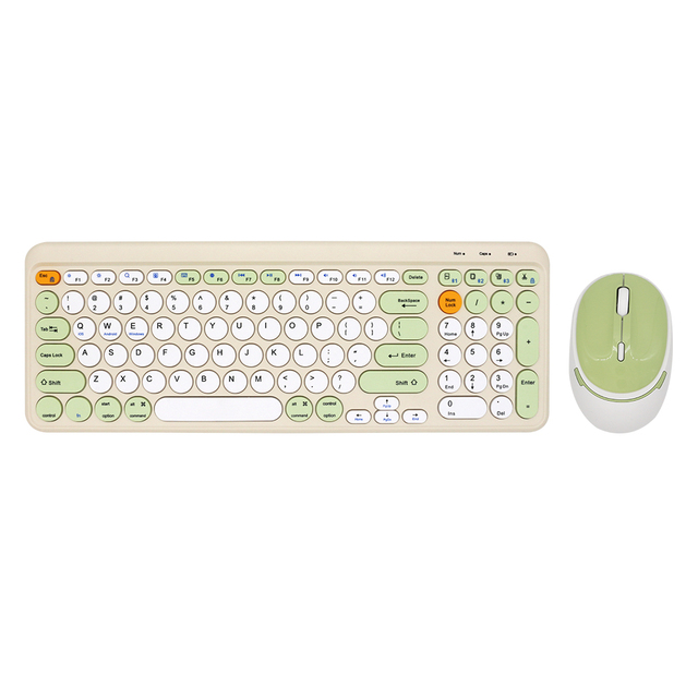 Cute Colorful Round Keys Retro Silent Compact Bt 2.4g High-end Scissor Rechargeable Keyboard and Mouse Combo