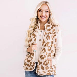 Gilet Sherpa personalizzato giacca Outerwear cappotto leopardato con cerniera soffice senza maniche gilet invernale in pile da donna - Product Image 2