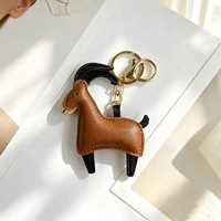 Pendentif Sac Vintage en Cuir Véritable Motif Chèvre, Accessoire de Sac à Dos Personnalisé avec Fermoirs Métalliques