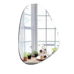 Mode Ruang Tamu Dekorasi Tanpa Bingkai Cermin Dinding Cermin Asimetris untuk Kamar Mandi Kamar Tidur Pintu Masuk Foyer