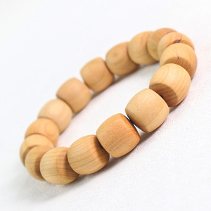 Cypress Wood <b>Bracelet</b> Barrel Beads 16Pcs Single Loop Natural Fragrance Unisex Jewelry Everyday Wear - Product Image 3