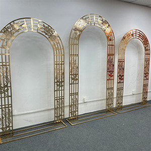Ornements de fond de scène <span class=keywords><strong>en</strong></span> gros direct décorés avec des accessoires de mariage <span class=keywords><strong>en</strong></span> arc <span class=keywords><strong>en</strong></span> <span class=keywords><strong>fer</strong></span> <span class=keywords><strong>forgé</strong></span> étagère Rose creuse à trois barres - Product Image 3
