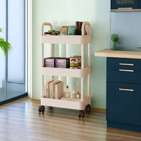 Étagère de rangement de cuisine mobile en plastique PP multicouche avec roulettes, organisateur pour espaces étroits, présentoir pour vaisselle et articles divers, design de meuble de rangement