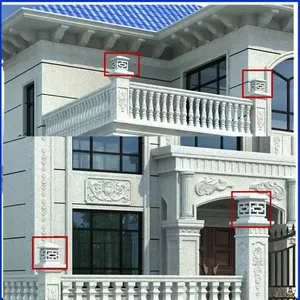 Moules préfabriqués européens Lampe creuse Colonne romaine Décorations de garde-corps de balcon avec boule de lion Colonnes de paon Garde-corps - Product Image 4