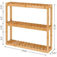 Étagère de rangement murale en bambou à 3 niveaux réglable, multifonctionnelle pour la maison, l'hôtel, écologique, logo personnalisé OEM