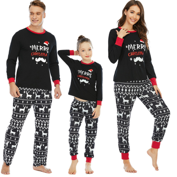 Winter Christmas Family Cotton Matching Long sleeve Pants Loungewear Pjs Outfit Sets Christmas Family Pajamas Sleepwear