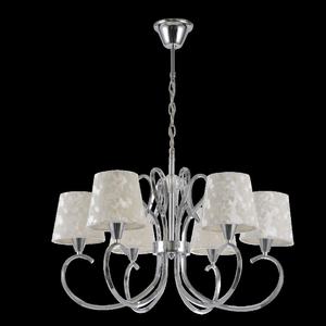 Lampada 6xE14 Cromata con Paralume Bianco 98x62x62 cm - Illuminazione Decorativa Moderna, Ideale per Soggiorni o Sale da Pranzo. - Product Image 1