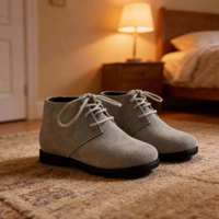 Bottes Chukka à lacets en daim gris clair personnalisées pour enfants, chaussures de marche à semelle souple pour tout-petits garçons et filles, toutes saisons