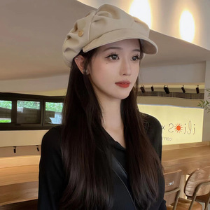 Cloud Hat <b>Beret</b> Black Women's Sunscreen Breathable Octagonal Cap For Casual Wear - Product Image 2