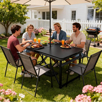 Table de camping pliante réglable en hauteur avec trou pour parasol, pieds en alliage d'aluminium léger, pliable et portable pour repas en extérieur ou villa