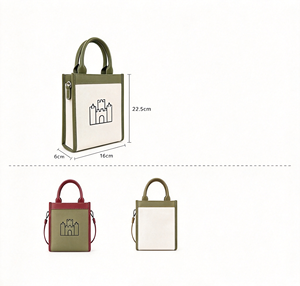 Bolso de Hombro Pequeño Personalizado de Moda Casual, Tipo Tote, de Lona de Algodón para Exteriores, con Cierre de Cremallera, Forro de Poliéster y Correa de Hombro Mini para Mujer - Product Image 3