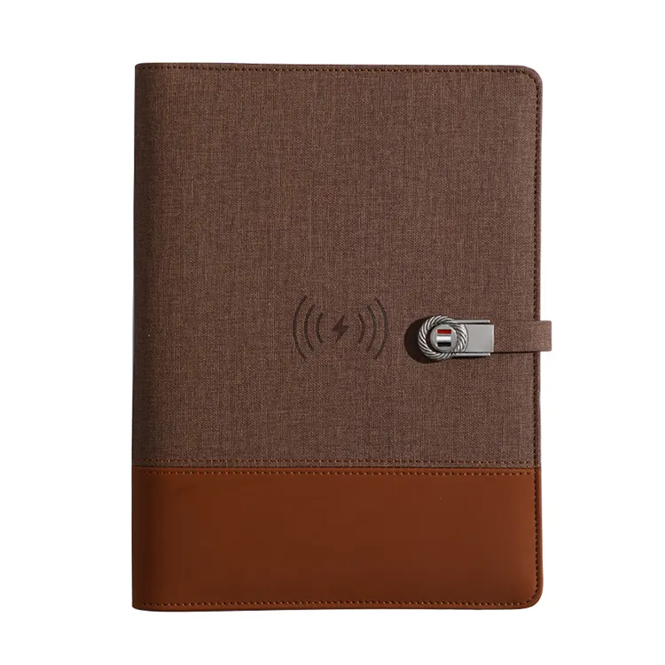 Benutzer definierte pu Leder Power Bank Notebook Lock Tagebuch mit USB-Stick