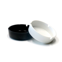 Cendrier rond en plastique au design simple et personnalisable pour bureaux, hôtels, maisons d'hôtes, bars, KTV - Noir et blanc - Accessoires pour fumeurs