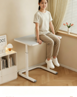 Bureau mobile pour ordinateur portable réglable en hauteur avec tiroir, table d'appoint roulante pour lit, poste de travail pour la maison, le bureau ou la chambre, assemblé