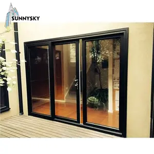 Huge aluminium doors windows Aluminum alloy double tempered glass three panels sliding stacking door make japanese sliding doors