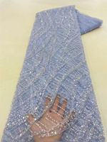 NI.AI Magnifiques tissus en dentelle perlée, tissus en dentelle de luxe à sequins, tissus en dentelle filet à sequins