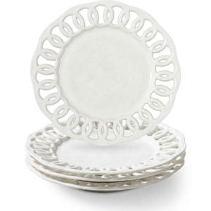Assiette de service moderne en céramique à bord creux, en porcelaine légère, résistante au lave-vaisselle, idéale pour les fêtes - Product Image 1