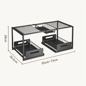 <span class=keywords><strong>Organisateur</strong></span> d'armoire <span class=keywords><strong>sous</strong></span> évier extensible 3-en-1 avec tiroir, accessoires de rangement coulissants pour cuisine et garde-manger - Product Image 2