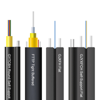 Kabel drop fiber optik FTTH 1, 2, 4 inti, sampel gratis dari pabrik