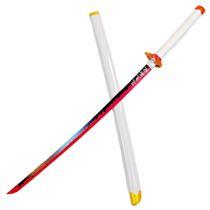 Épée <span class=keywords><strong>Katana</strong></span> de style japonais Tueur de démons Rengoku Kyoujurou Personnage d'anime Épée de jouet en bois véritable de samouraï - Product Image 1