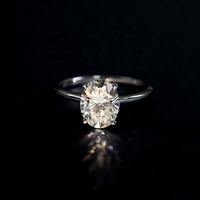 Bague élégante en argent massif plaqué rhodium avec moissanite ovale VVS, bijoux fins, pour femmes et filles, cadeau, testeur de diamant