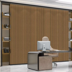 エレガントな室内装飾防音ブラックオークウッドアコースティックスラットパネルモデルデザインと遮音用グラフィックソリューション - Product Image 2