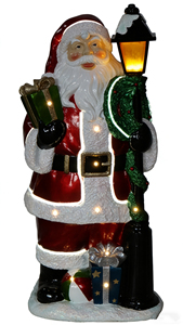 Père Noël tenant une couronne de Noël avec 10 lumières et 7 bandes lumineuses - Product Image 3