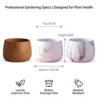 Pot de fleurs en céramique de style japonais à grain de bois imitation, conique et rond, pour plantes succulentes d'intérieur et fleurs d'extérieur