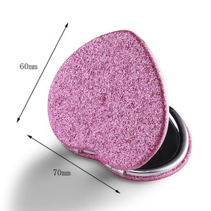 Bling Bling Beauty Red PU Leather Dual Sides Heart Shape <b>Compact</b> Cosmetic Pocket Mirror - Product Image 6
