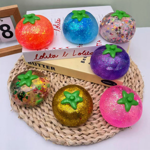 Juguete Antiestrés de Simulación de Tomate con Polvo Dorado, Caramelo de Malta, de Compresión y Rebote Lento, Venta al por Mayor de Fábrica - Product Image 1