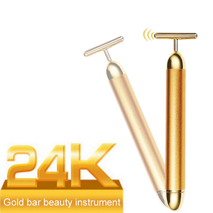 Venta caliente 24K Gold Energy Beauty Bar Masajeador de vibración facial Dispositivo de estiramiento facial en forma de T para el cuidado y la belleza de la piel facial - Product Image 4