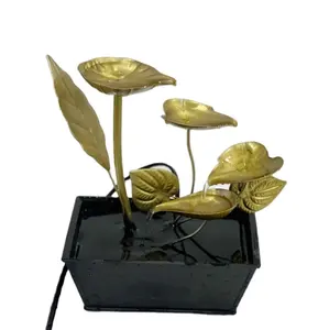 indoor water fountain waterfall the shape of golden lotus leaf can be customized fountain waterfalls