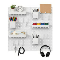 Lot de 4 organiseurs de jeu pour panneau perforé, crochets d'étagère pour panneau perforé, organisateur mural pour panneau perforé, présentoir DIY pour garage et salle de bain