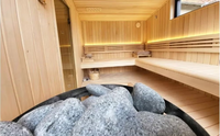 Kabin Sauna Luar Ruangan Modern untuk 6 Orang dengan Pemanas Kayu Cedar Merah Solid & Perapian Batu - Ramah Lingkungan, Ukuran & Warna Dapat Disesuaikan