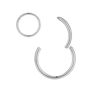 316L Hypoallergenic Surgical Stainless Steel Clicker Earrings Hinged Segment Hoop Nose Rings