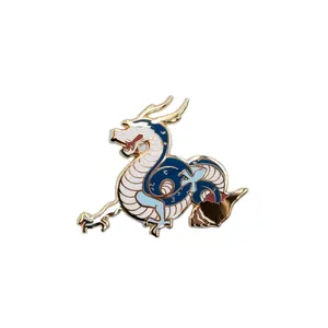 Высококачественные Бесплатные дизайнерские образцы милые персонажи Анима Дракон динозавр Пользовательский логотип никель серебро металлическая жесткая эмалированная булавка значки